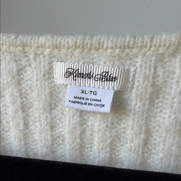 Urban Outfitters Kimchi Blue Ivory and Sky Patterned Babydoll Ruffle Sweater - Picture 3 of 7